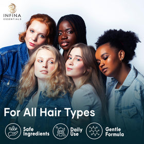 INFINA ESSENTIALS in-shower use demonstrating quick cleanse and conditioning