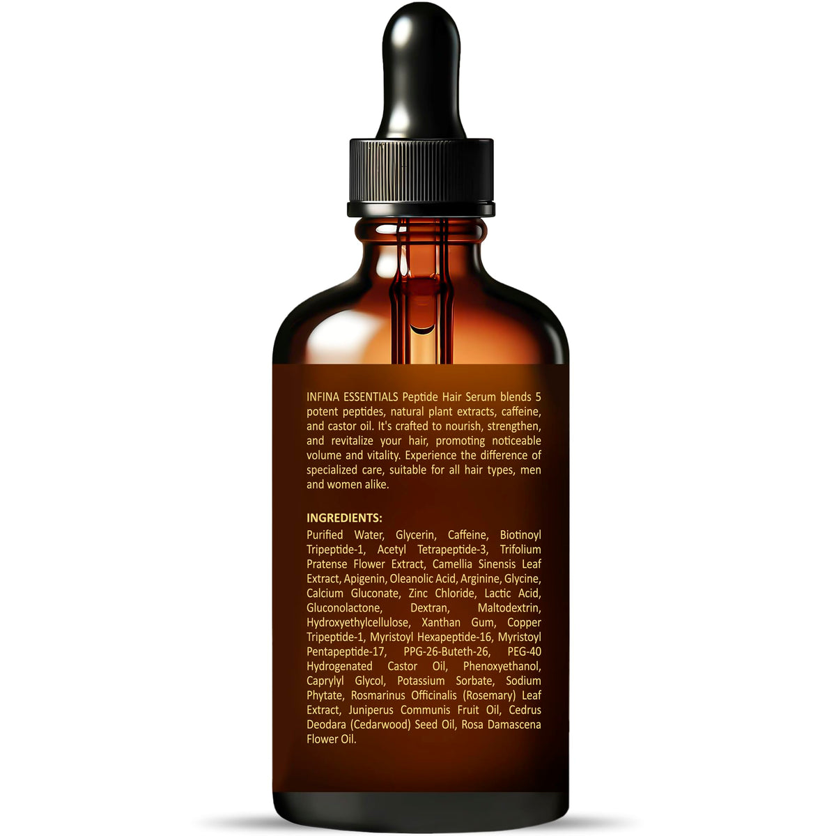INFINA ESSENTIALS bottle on bathroom shelf in lifestyle setting for routine