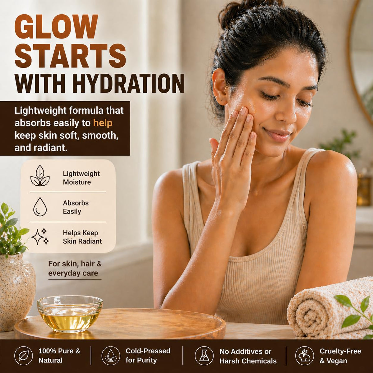 INFINA ESSENTIALS oil drop texture demonstrating rich moisturizing properties