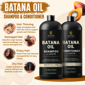 INFINA ESSENTIALS shampoo texture pouring from bottle to show gentle lather