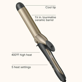 INFINITIPRO BY CONAIR close-up of tourmaline ceramic barrel reducing frizz and boosting shine