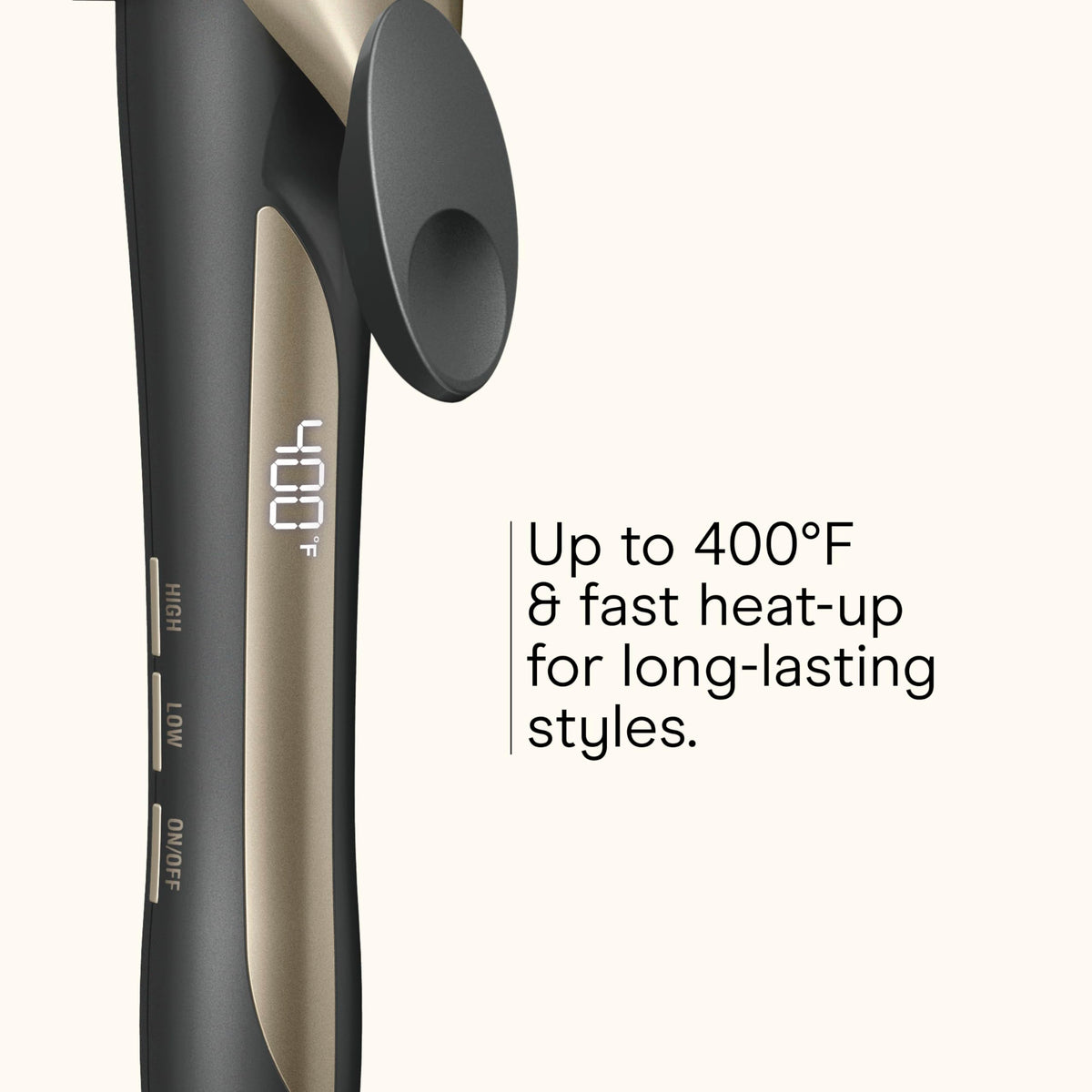 INFINITIPRO BY CONAIR cool-tip handle detail for safe, comfortable styling benefit
