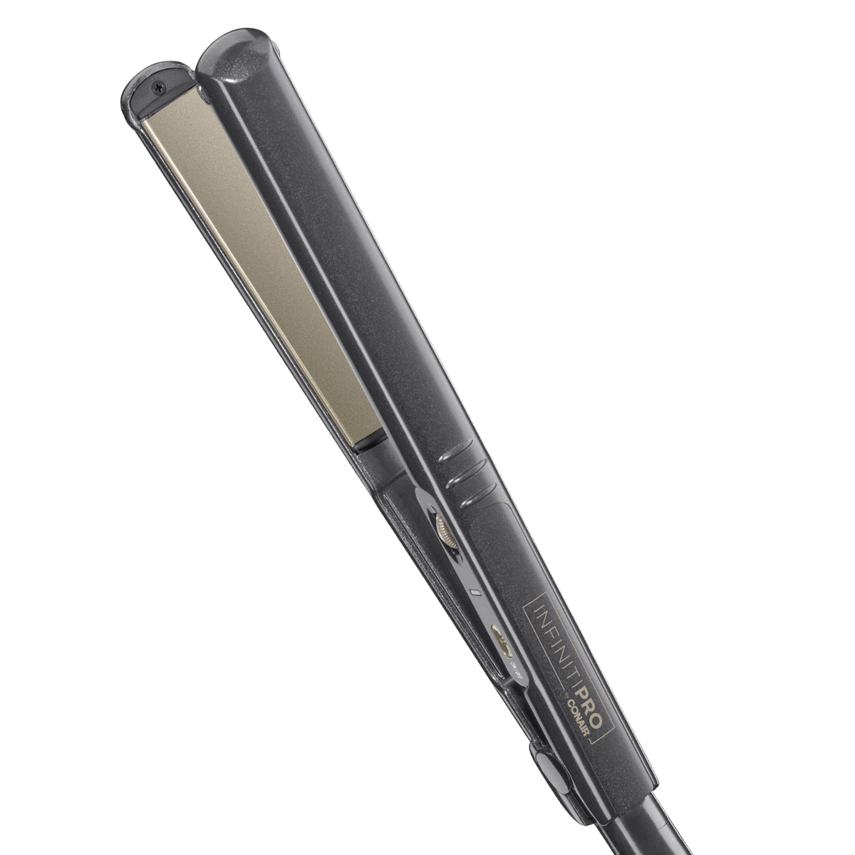 INFINITIPRO BY CONAIR flat iron front view showing sleek design and quick styling