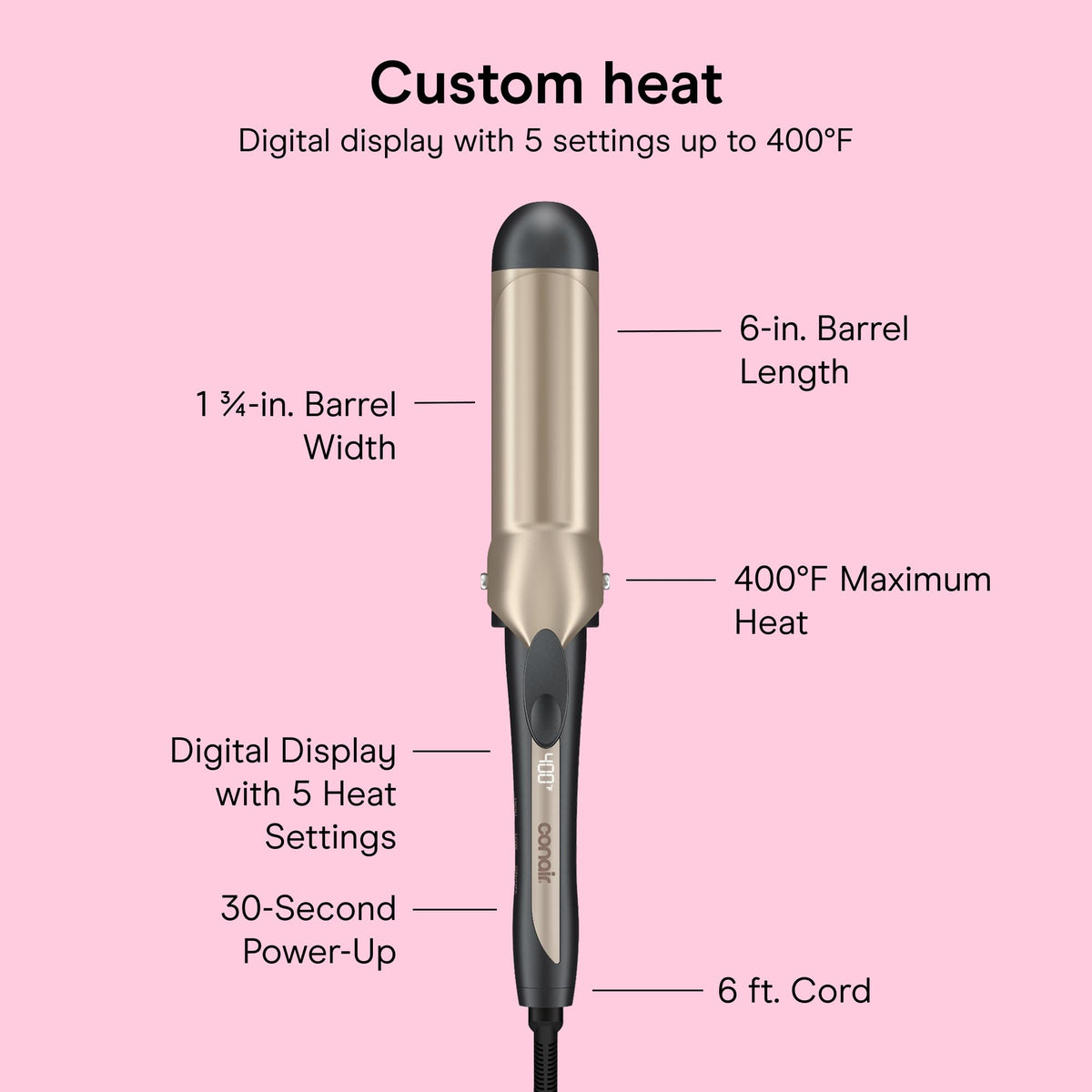 INFINITIPRO BY CONAIR in use on long hair creating loose waves with natural movement