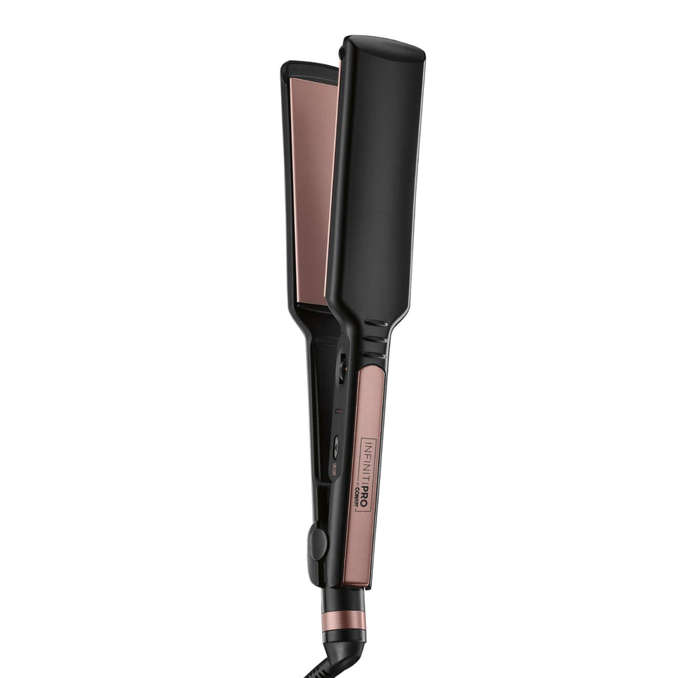 INFINITIPRO by Conair front view showing rose gold plates and sleek design for quicker styling