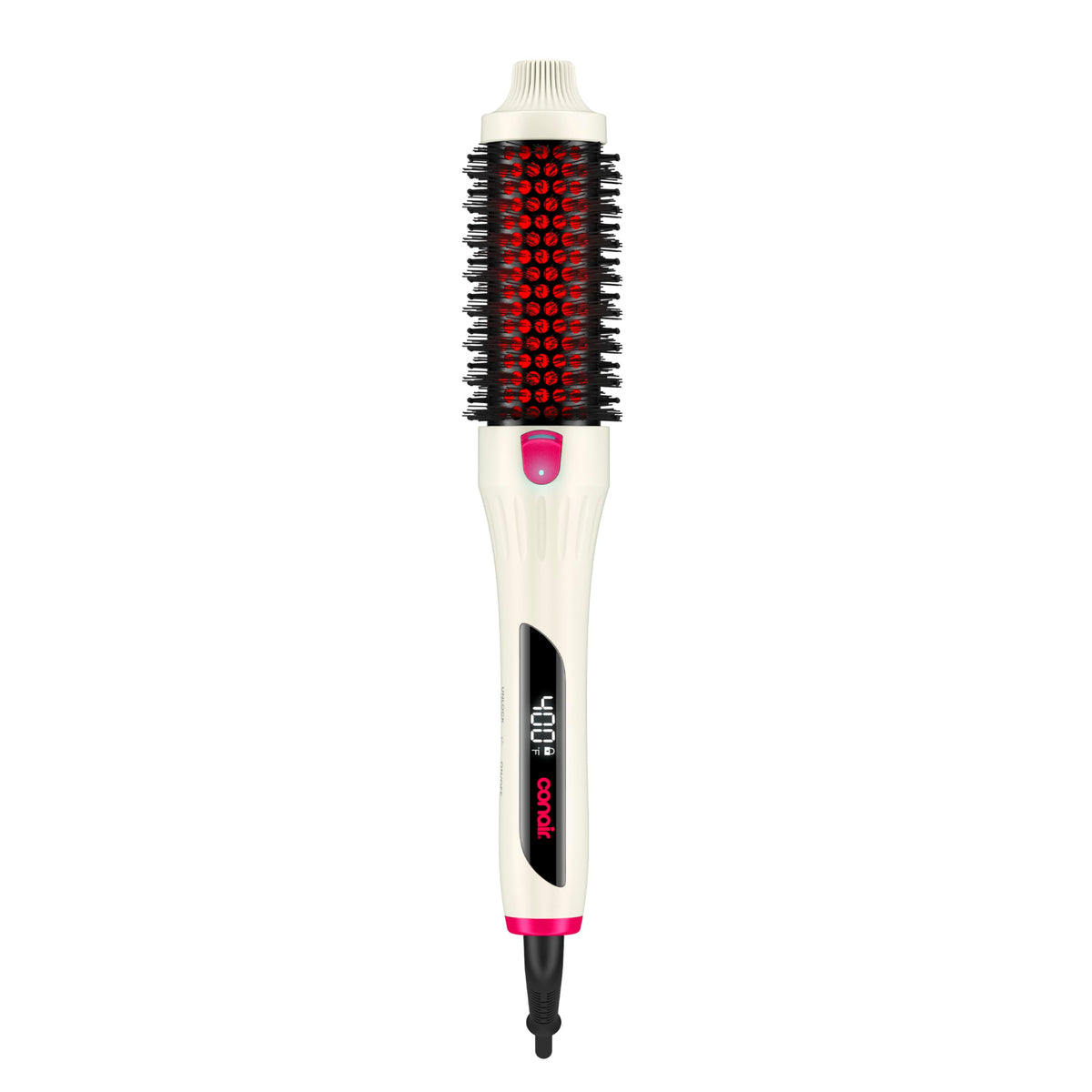 INFINITIPRO BY CONAIR front view showing white heated brush for easy identification and styling