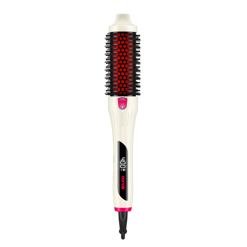 INFINITIPRO BY CONAIR front view showing white heated brush for easy identification and styling
