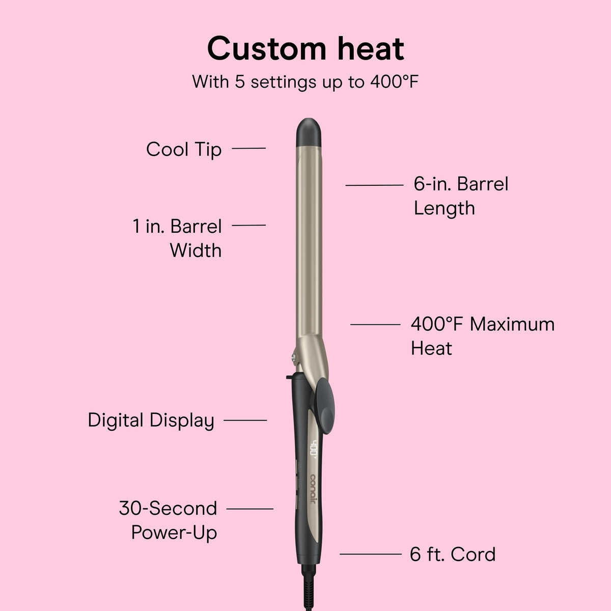 INFINITIPRO BY CONAIR handle and heat controls for precise temperature