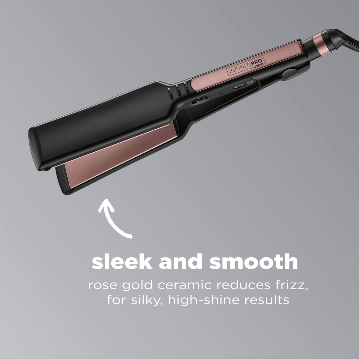 INFINITIPRO by Conair close-up of ceramic plate texture for even heat and reduced frizz