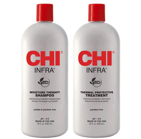 INFRA dispensing into palm demonstrates easy use and generous salon-sized volume