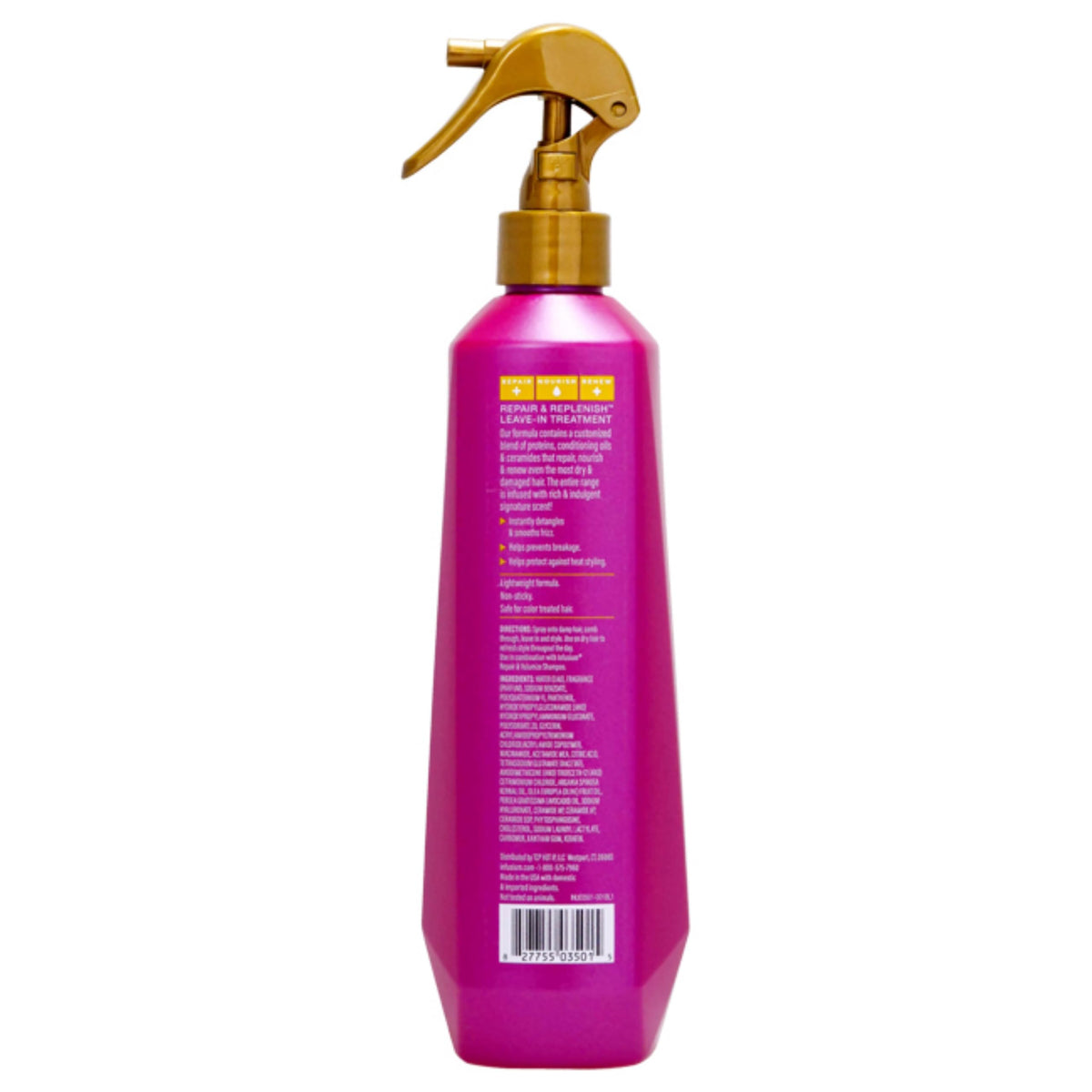Infusium mist spraying on damp hair benefit: lightweight hydration and smoother styling in use