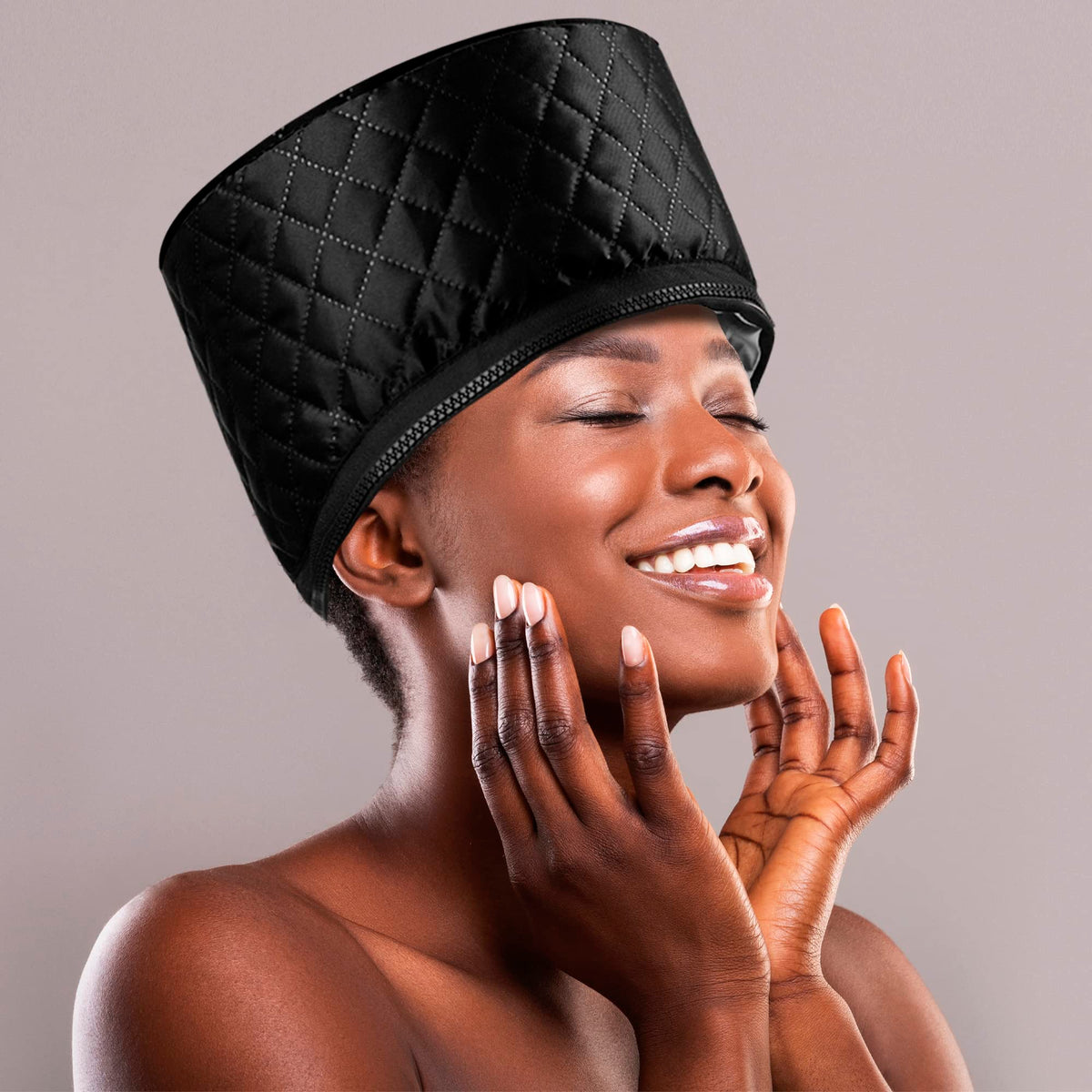Ingeware cap folded in travel pouch illustrating portability and storage for on-the-go treatments