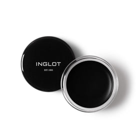 Inglot AMC gel eyeliner front view showing compact matte pot and shade label