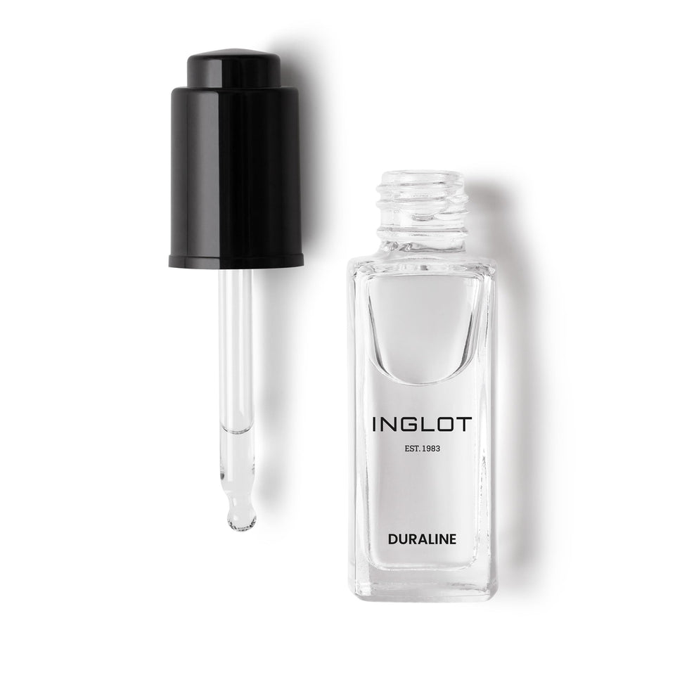 Inglot Duraline front bottle showing label and pipette for precise dosing and durability