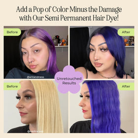 INH amethyst open jar texture demonstrating creamy conditioner and rich pigment