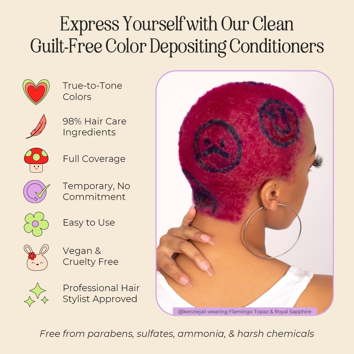 INH Flamingo Topaz before and after showing visible pink tint and improved hair smoothness