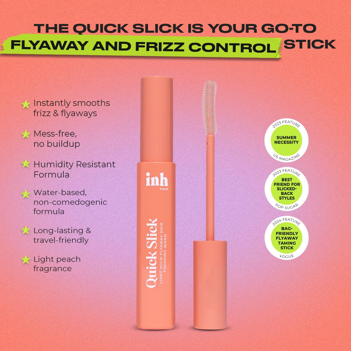 INH stick texture close-up revealing smooth balm finish for lightweight hold benefit