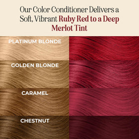 INH ruby red applied on hair demonstrating instant color deposit benefit