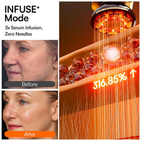Person treating neck with INIA Flare for smoother-looking skin and comfort