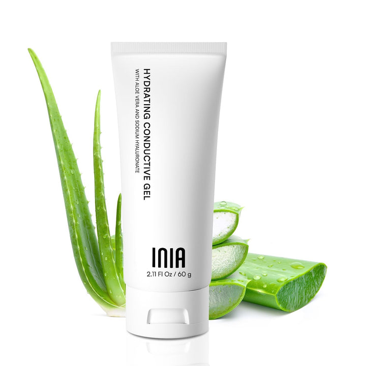 INIA front bottle showing conductive gel for device use and travel convenience