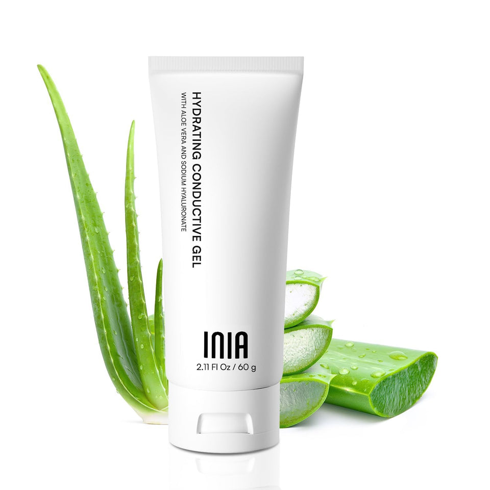 INIA front bottle showing conductive gel for device use and travel convenience