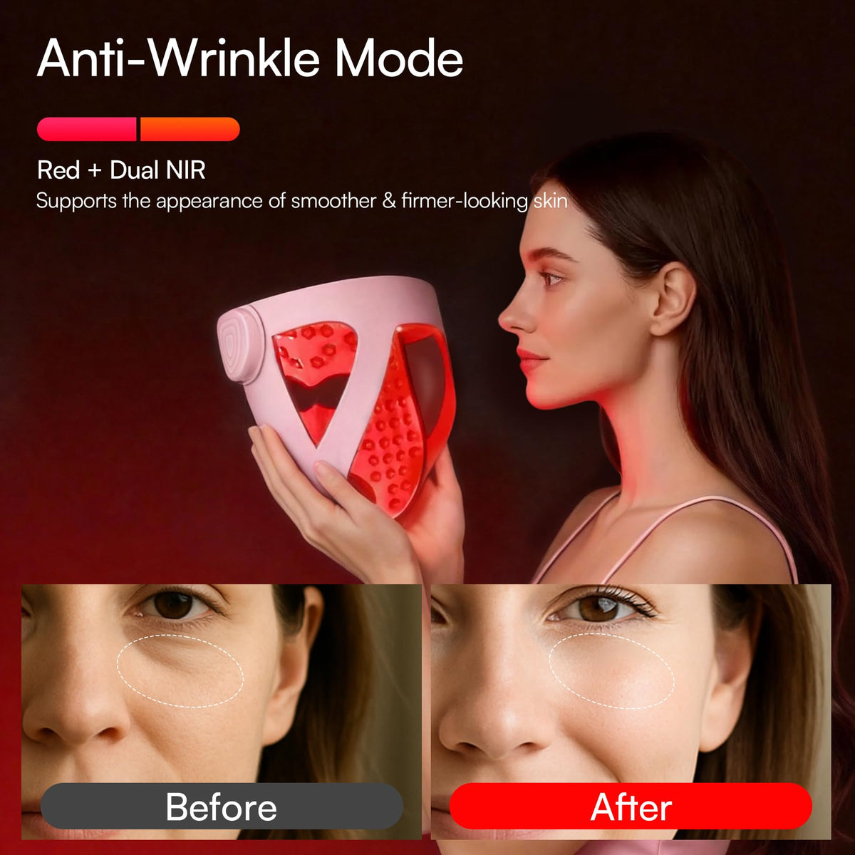 INIA detail of magnetic cooling pad to soothe under‑eye area and reduce puffiness