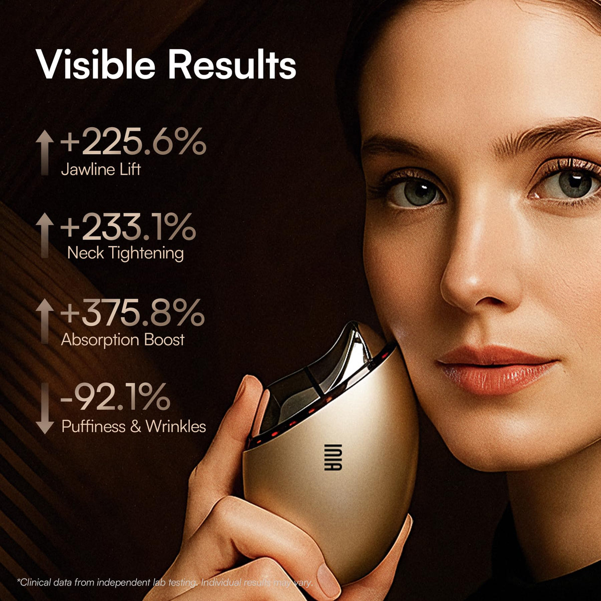 INIA close-up of neck mode contours to support jawline firming