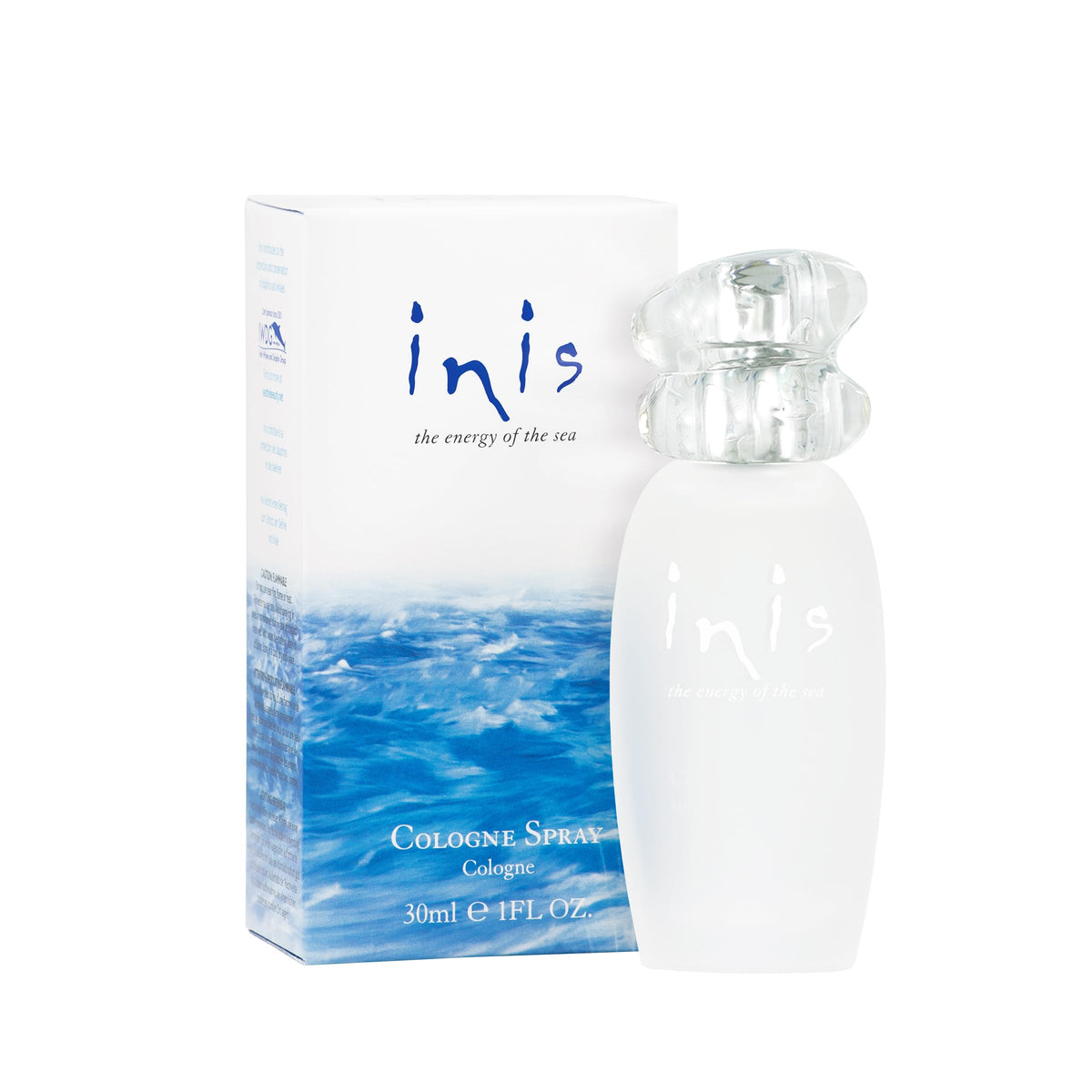 Inis bottle front view showing frosted pebble design and fresh look