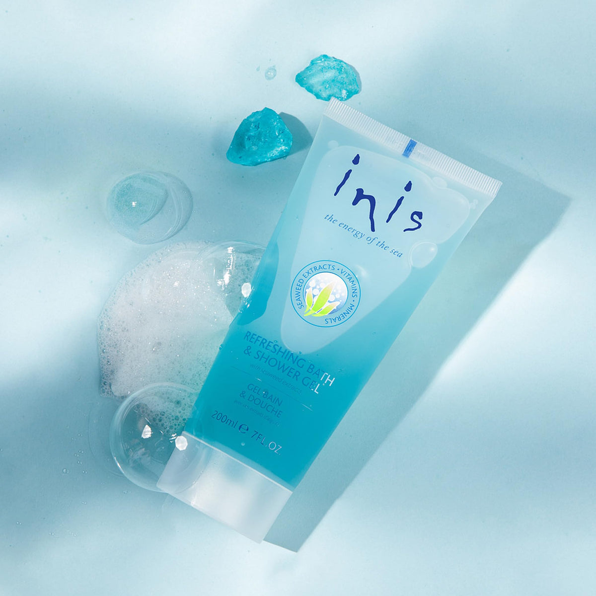 Inis on bathroom shelf lifestyle shot showing daily ritual and freshness benefit