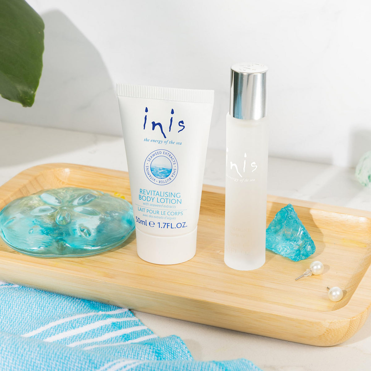 Inis mini cologne spray close-up highlighting easy application