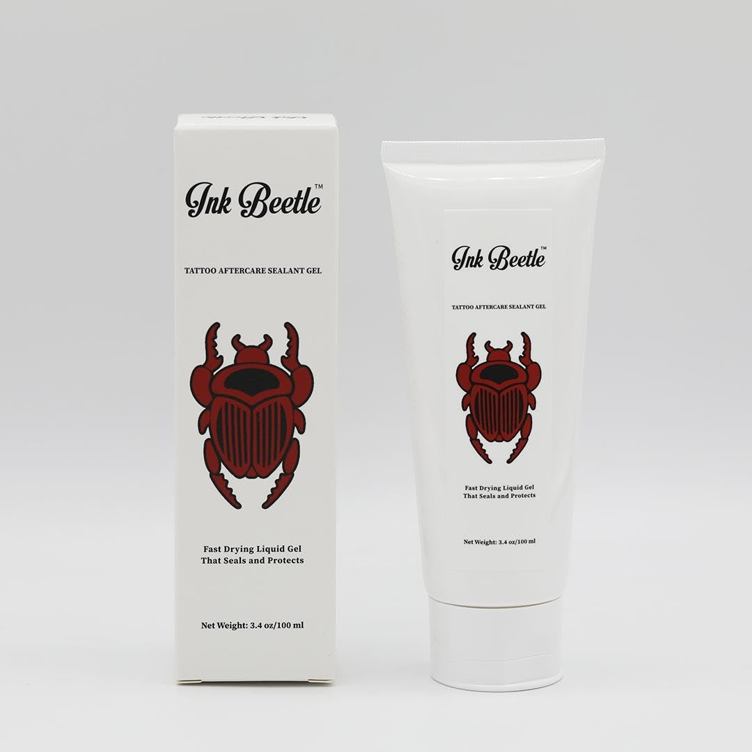 Ink Beetle front bottle showing product and branding protects tattoo