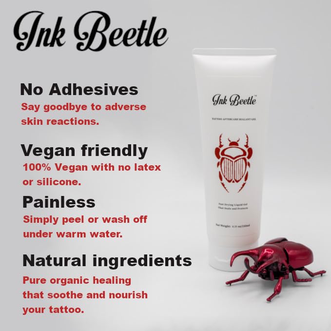 Ink Beetle pump dispenser detail for precise, mess-free application benefit