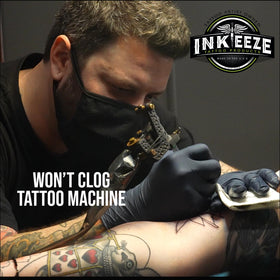 INK-EEZE being applied by artist demonstrating reduced friction benefit