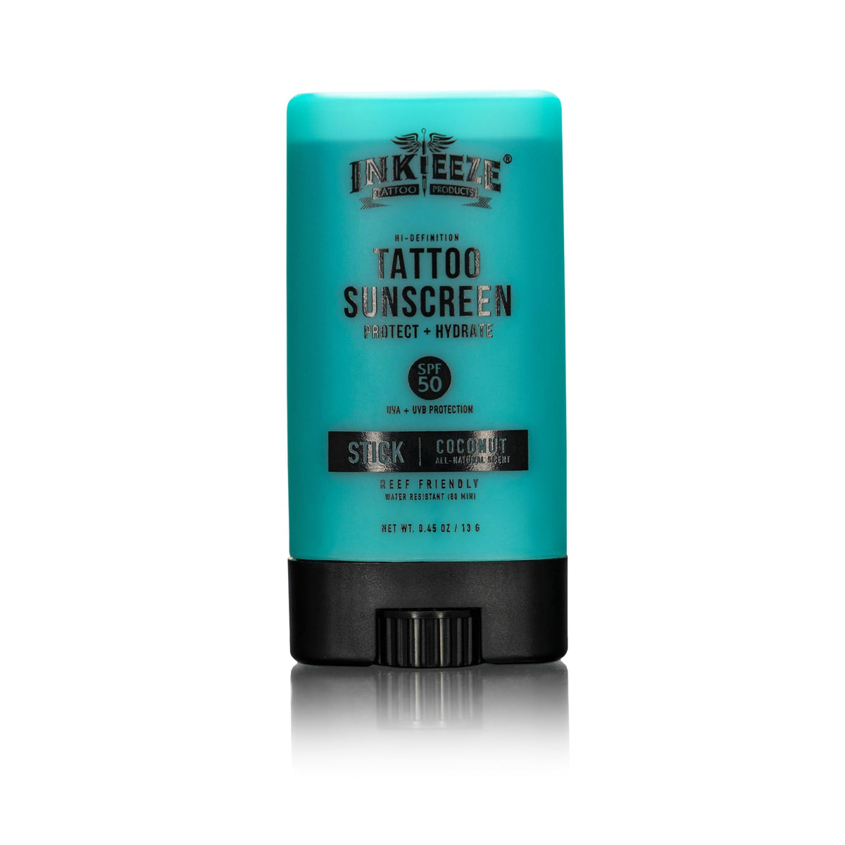 INK-EEZE clear application on skin preserving tattoo detail and color