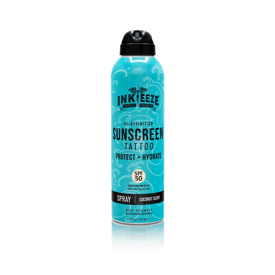 INK-EEZE front packaging 6oz bottle showing product and SPF benefit