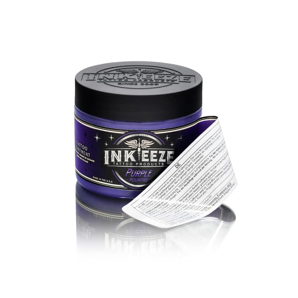 INK-EEZE with lavender sprigs highlighting essential oil scent and calming benefit