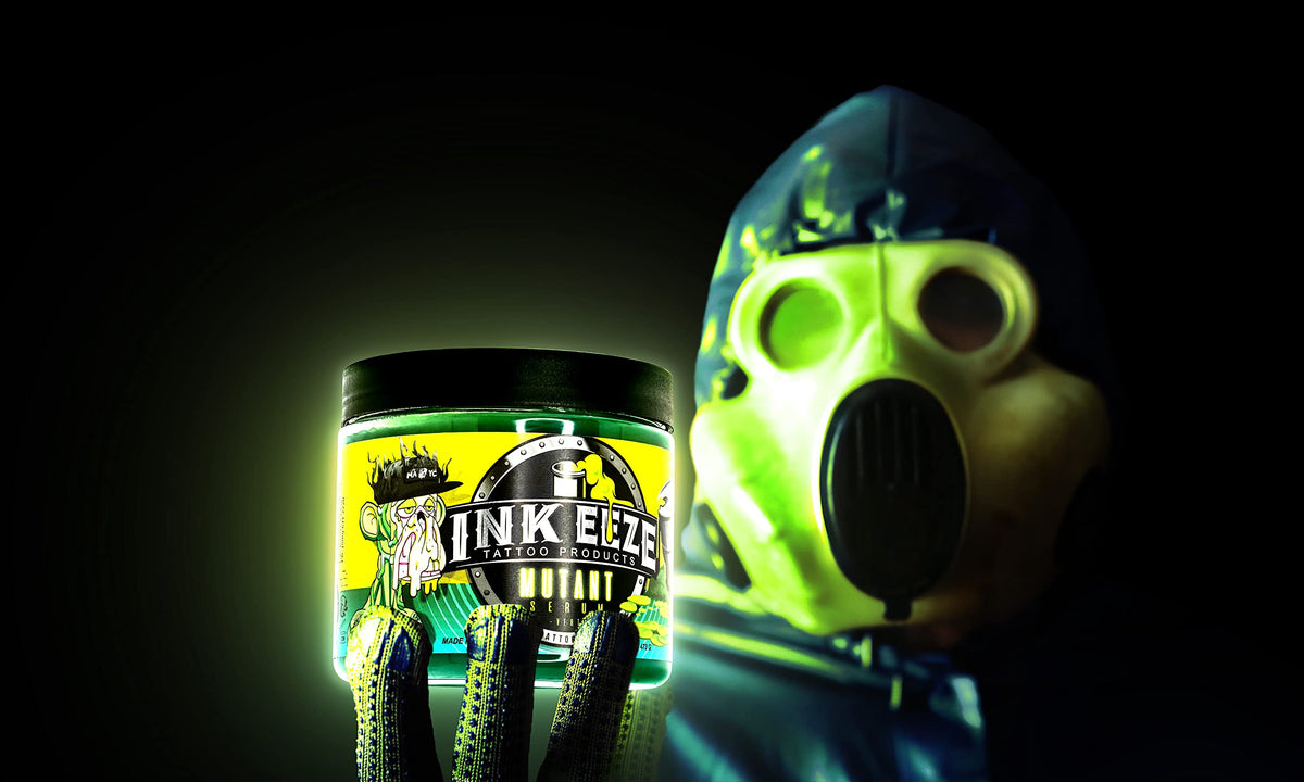 INK-EEZE Mutant Serum close-up of smooth green ointment texture for easy spread