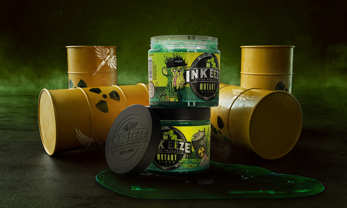INK-EEZE Mutant Serum lid opened revealing Mutant Ape label artwork collectible