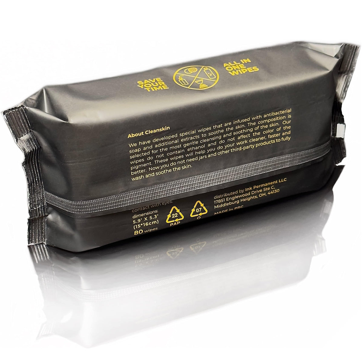 Ink Permanent wipe applied post‑session supporting gentle aftercare cleaning