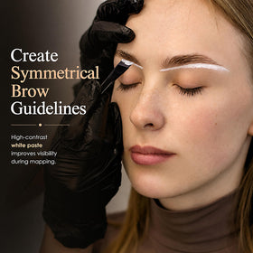 Ink Permanent kit in use demonstrating accurate brow mapping on client