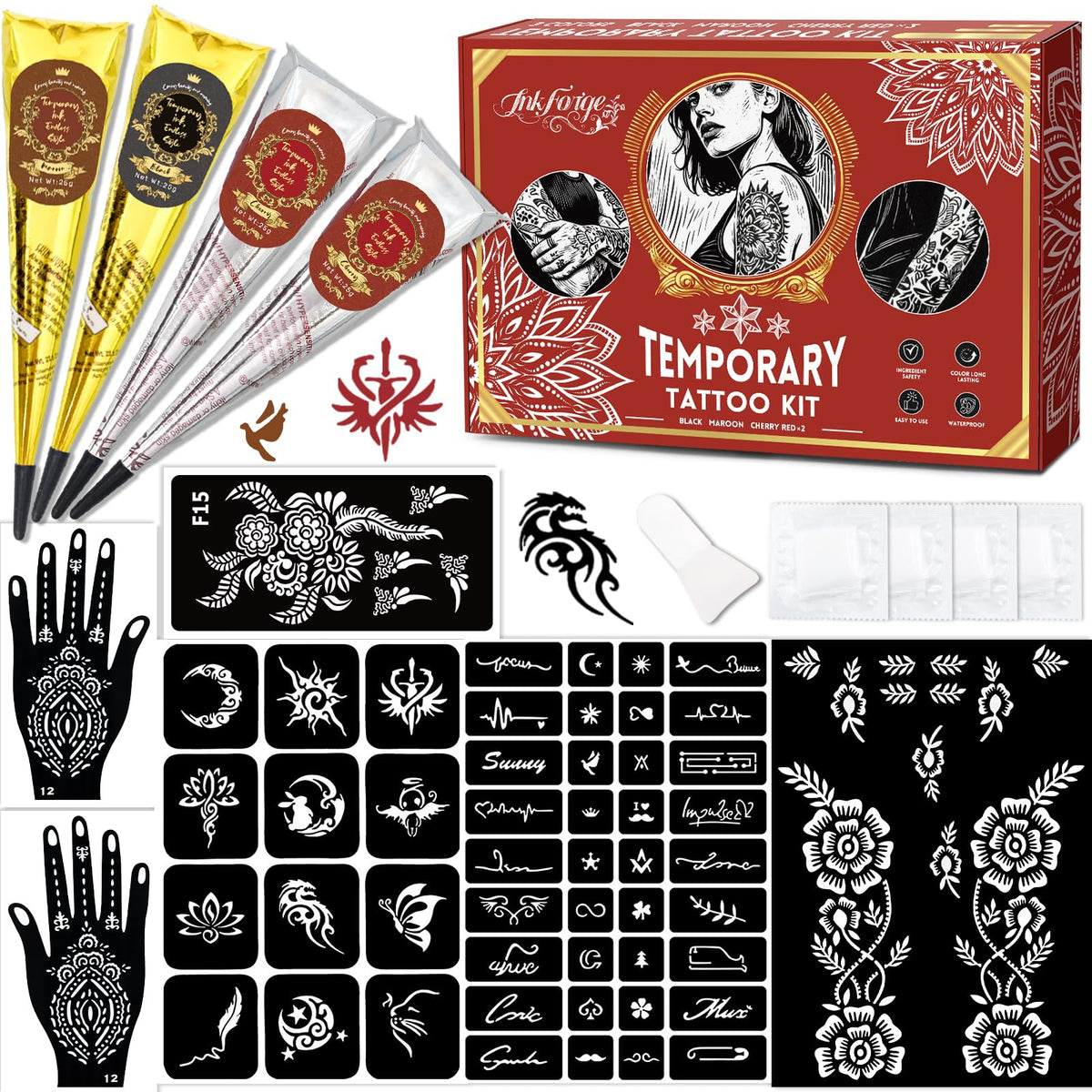 InkForge kit front packaging showing all contents for easy setup