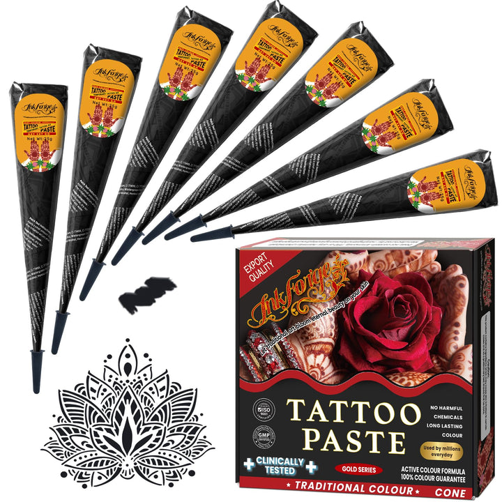 InkForge packaging front showing seven black cones and kit contents for easy gifting