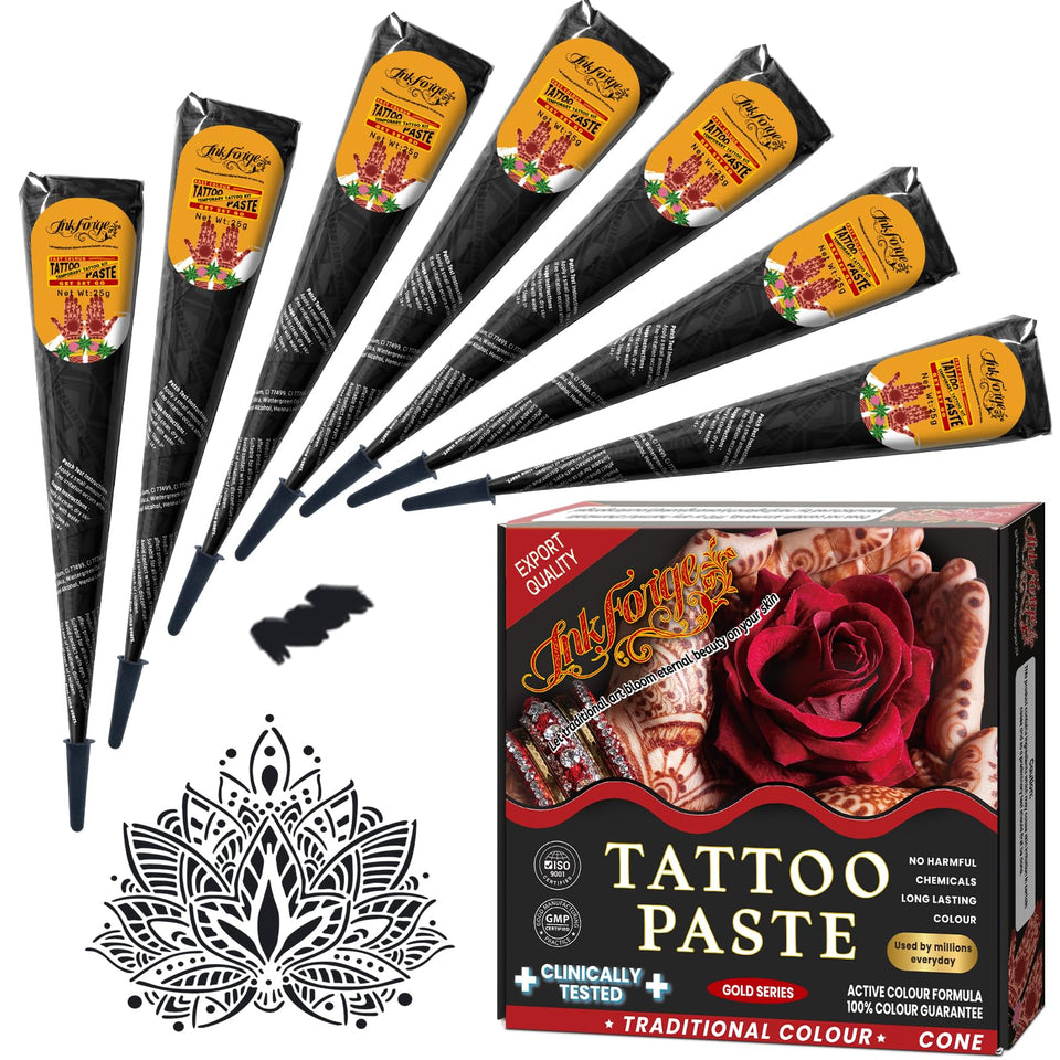 InkForge packaging front showing seven black cones and kit contents for easy gifting