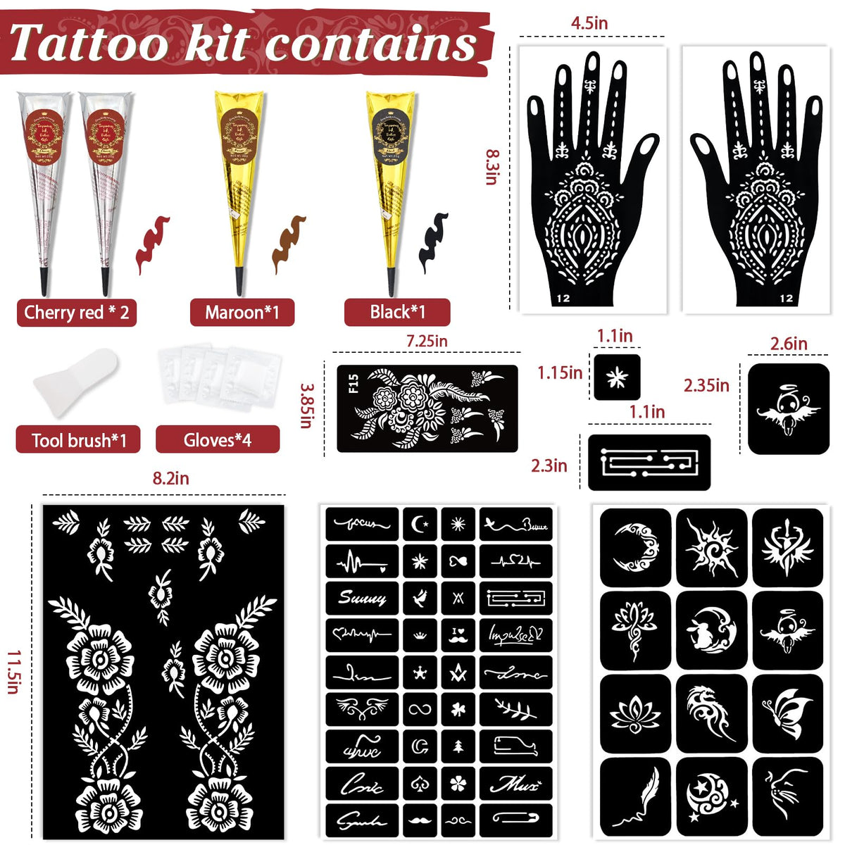InkForge array of 51 stencils displayed to demonstrate design variety