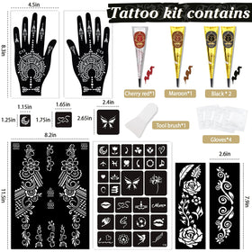 InkForge stencil sheet spread showing 34 distinct patterns for variety
