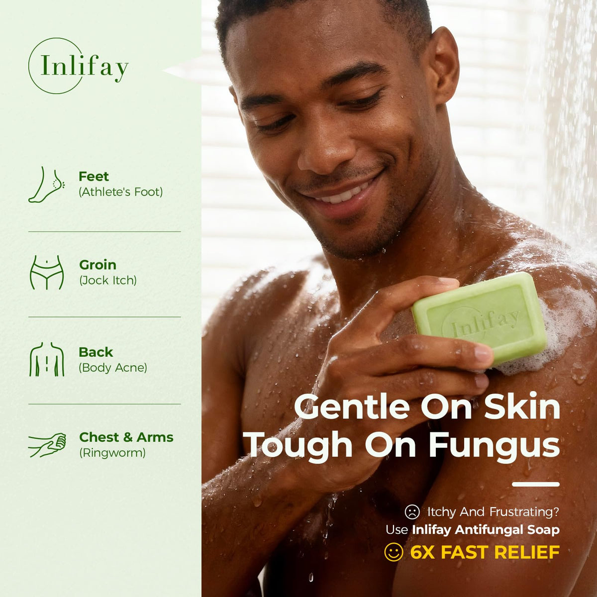 Inlifay close-up of bar texture and creamy lather for gentle cleansing
