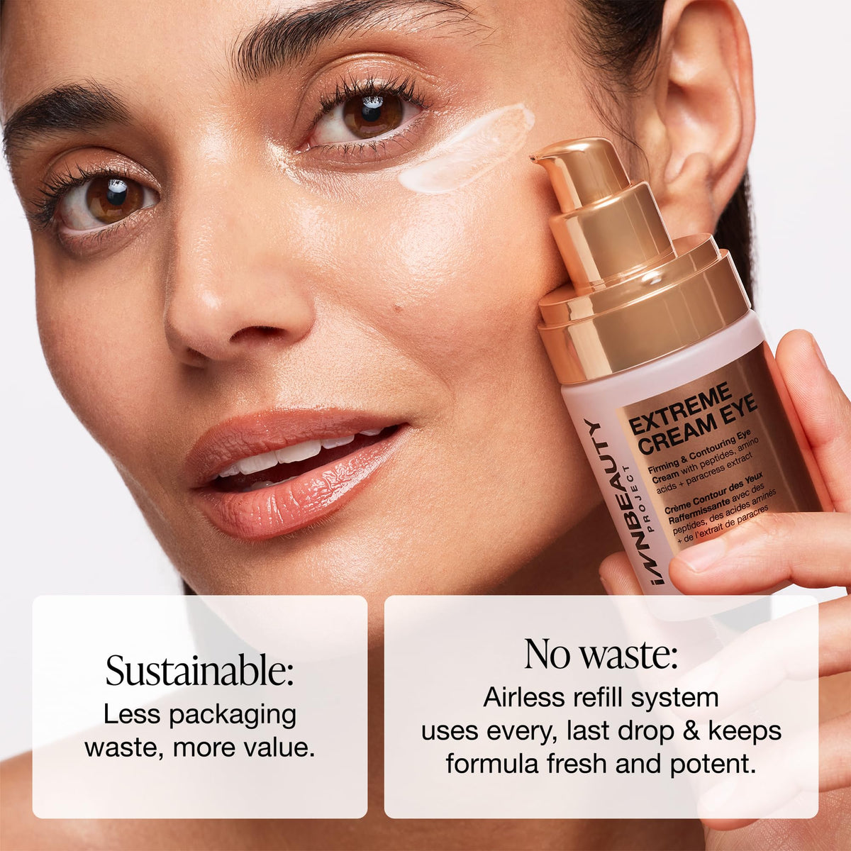 Innbeauty Project refill inserted in reusable bottle demonstrating sustainable use