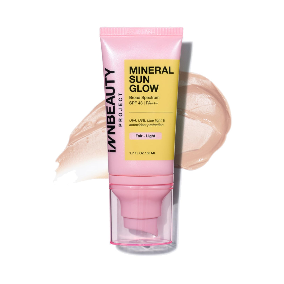 INNBEAUTy Project front packaging showing SPF 43 and Fair‑Light tint benefit