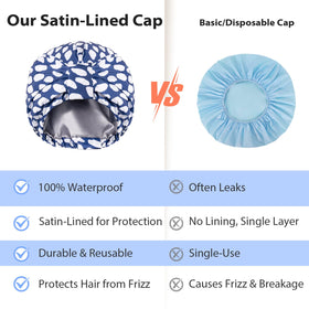 INNELO cap worn in shower, keeping hair dry during bathing