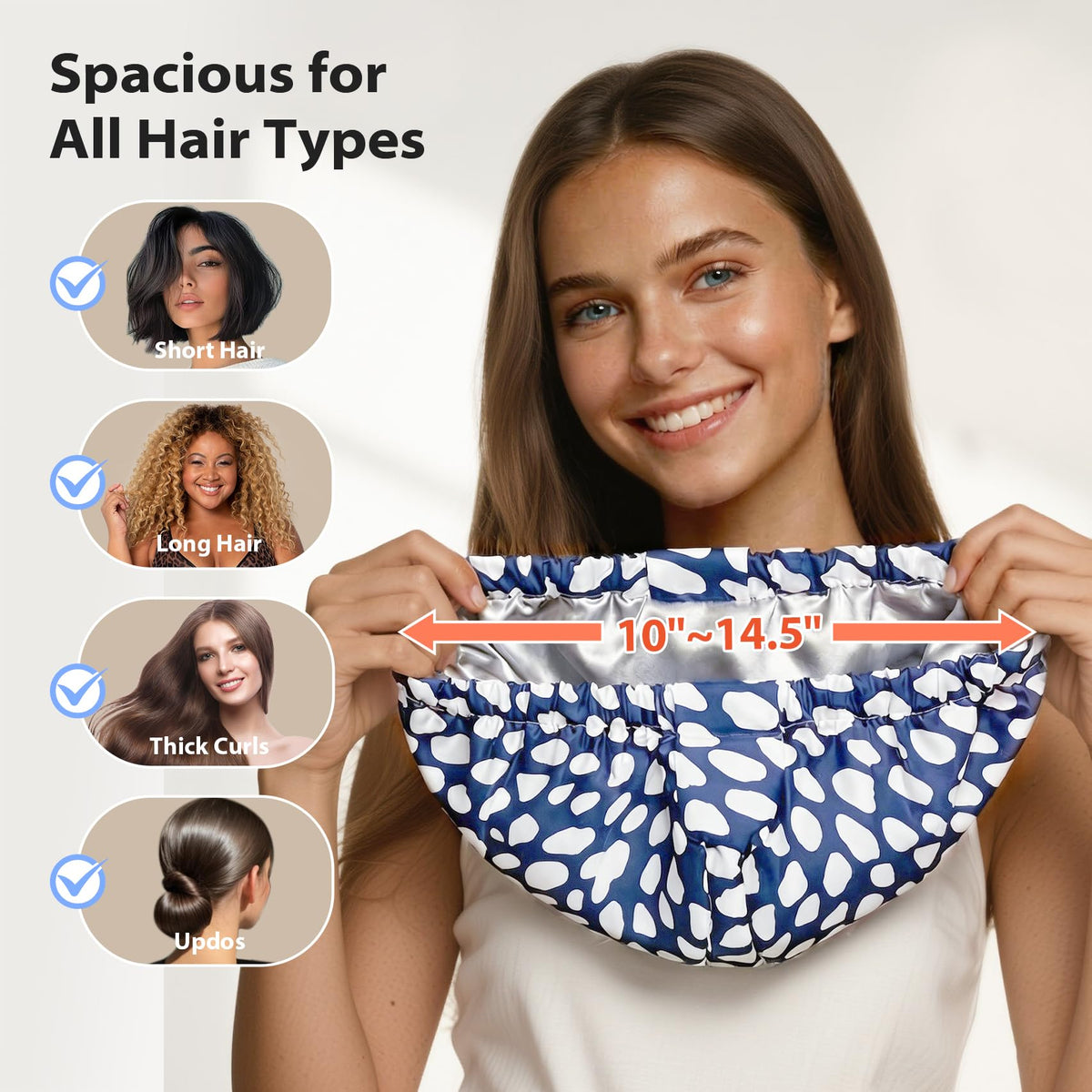 INNELO shown on mannequin to demonstrate roomy fit for long hair
